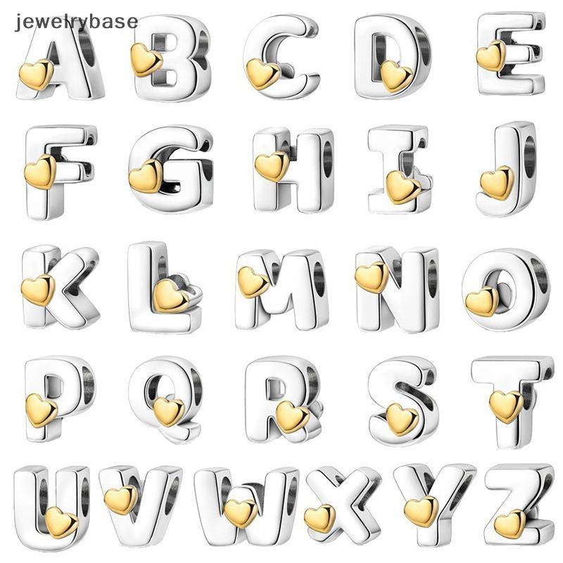 [jew] 3 ชิ้นเงินบุคลิกภาพ Diy 26 Gold Letter สร้อยคอสร้อยข้อมือลูกปัดอุปกรณ์เสริม Oil Drop Love Lett