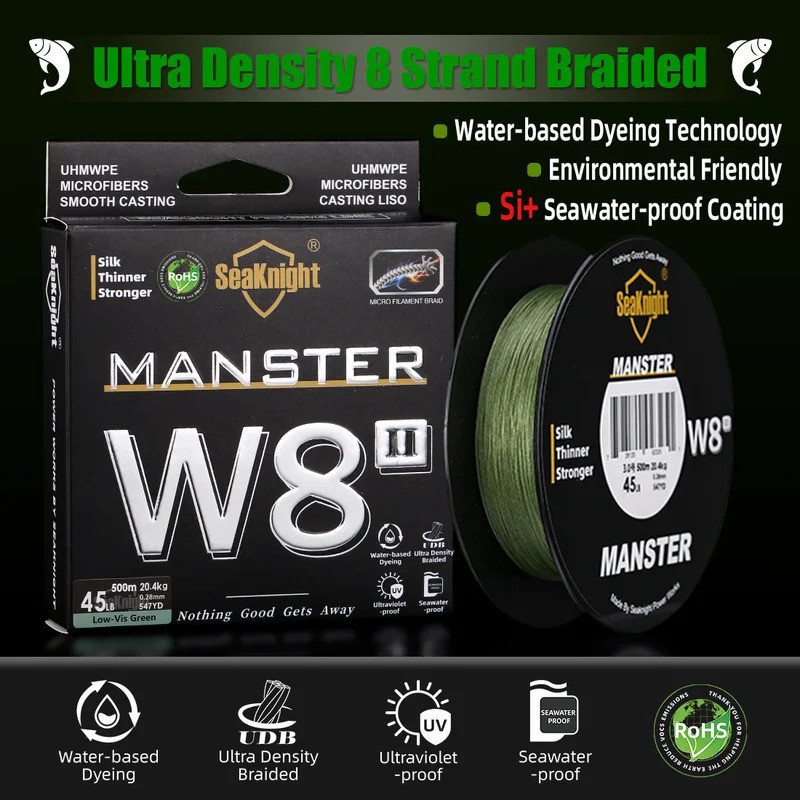 SeaKnight W8 II Series - Strong Braided PE Line สายสานสำหรับตกปลาทะเล รองรับแรงดึง 15-100LBs