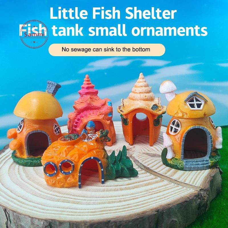 Sammi เห็ด Conch House Shelter Aquarium ภูมิทัศน์ตกแต่งถังปลาตกแต่งเครื่องประดับปลา Hiding Shelter TH