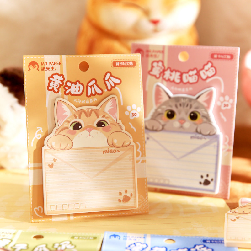 30 ชิ้น Kawaii Sticky Notes Cat Sticky Notes Cat Notepad สําหรับแมวคนรักของขวัญครู Office และโรงเรียนอุปกรณ์