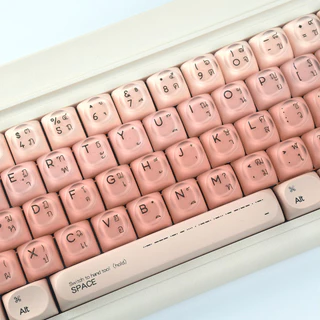 MAIMOOO Thai/English Liquid Foundation Keycap HOA โปรไฟล์ 132 คีย์ PBT PC Dye Sublimation รอบ Keycaps Wooting MAD Aula สร้างสรรค์น่ารัก Jelly สีชมพูไล่โทนสีไทย Keycap