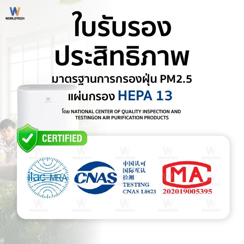 Worldtech ไส้กรองเครื่องฟอกอากาศ รุ่น WT-P80-Filter ตัวกรอง HEPA H13 เครื่องฟอก