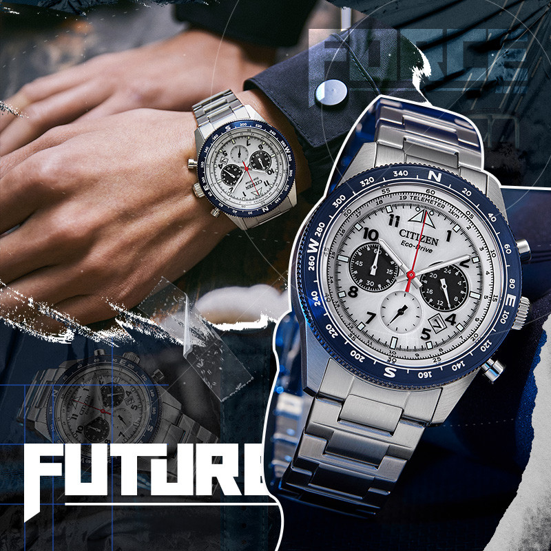 Western Iron City ของแท้อย่างเป็นทางการ FF Series Pilot Outdoor Belt Steel Band Photo-Drive นาฬิกาผู