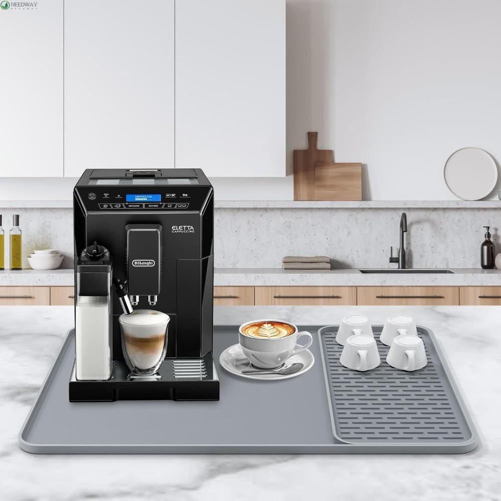 กาแฟนีดเวย์|เสื่อ, เสื่อบาร์กาแฟซิลิโคน 2 ใน 1, โต๊ะแผ่นระบายน้ําแบบถอดได้กันน้ําหุ้มฉนวนที่ทนทาน