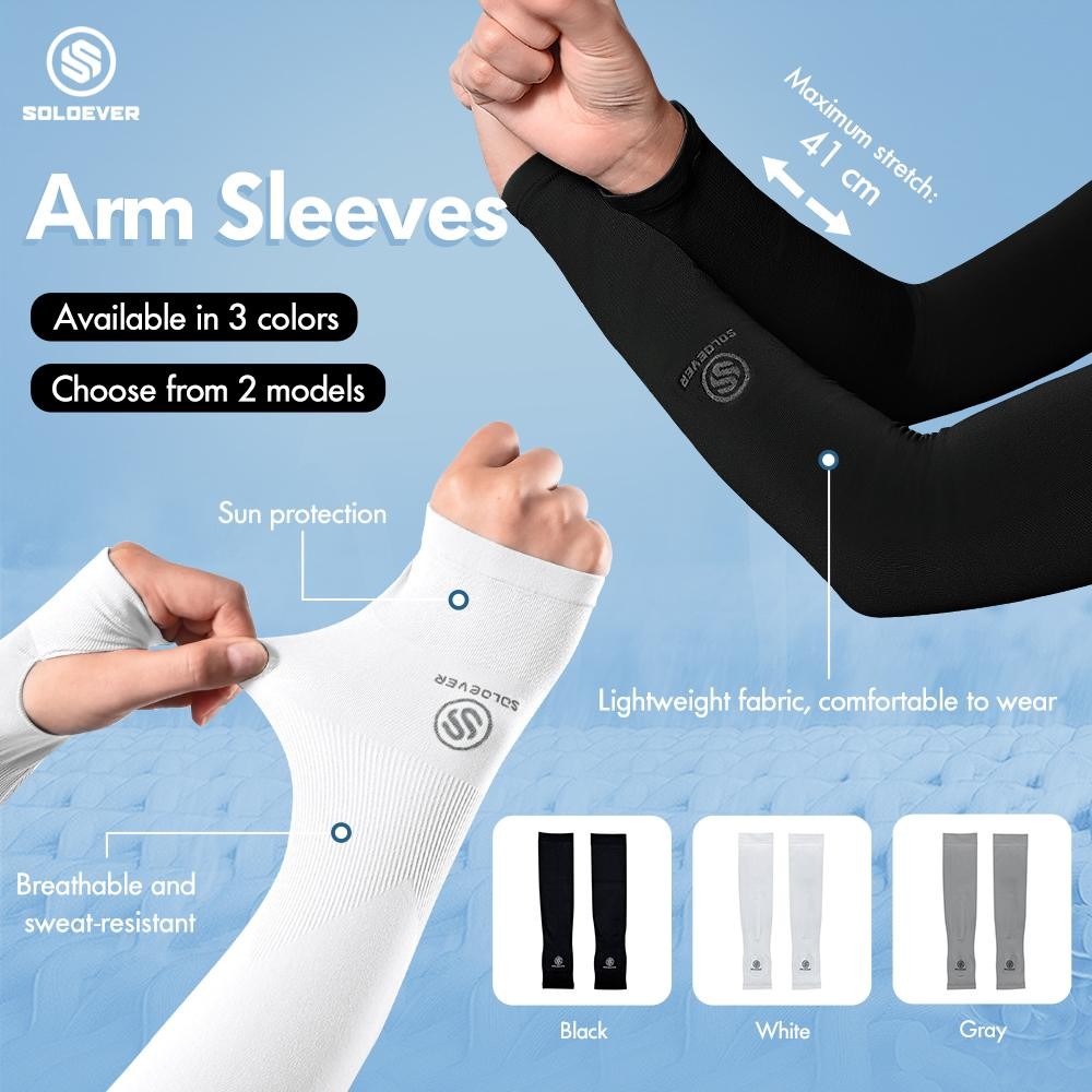 【TH Delivery】SOLOEVER Arm Sleeves 1 Pair ปลอกแขนกันแดด UV UPF50+ แขนเสื้อ ปลอกแขนฤดูร้อน พร้อมปลอกนิ้ว เย็น-เย็น ระบายอากาศที่ดี กันแสง UV ดีไซน์น้ำหนักเบา สำหรับปั่นจักรยานกลางแจ้งและกีฬา ออกกำลังกาย Fishing Sport ปลอก แขน ปลอก แขน ปลอก แขน ผู้ชาย