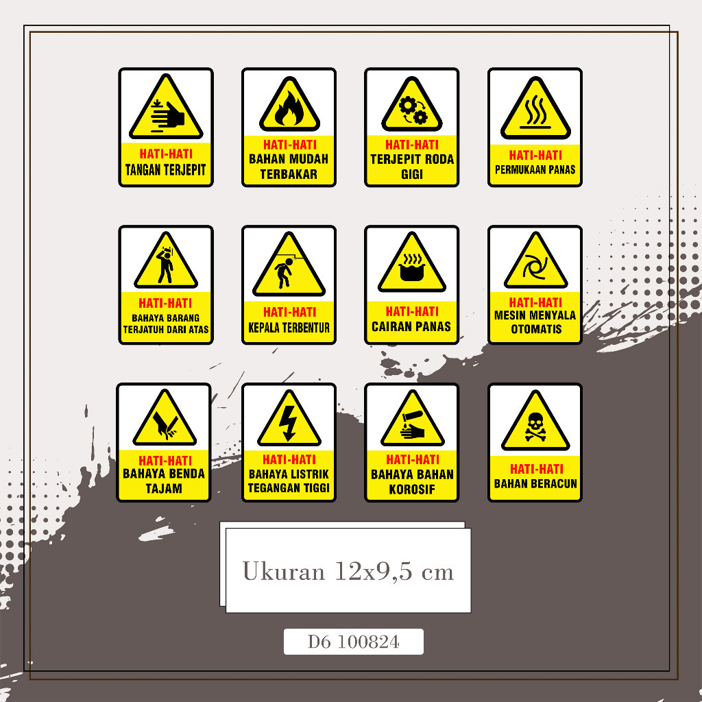 K3 Sticker Safety & Health Work Sticker ระวัง 12 x 9.5 cm multi Sticker