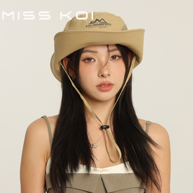 MISSKOI ญี่ปุ่นผู้ชายผู้หญิงสไตล์เดียวกัน Mountaineering Camping Bucket หมวกตาข่าย Hollow Breathable
