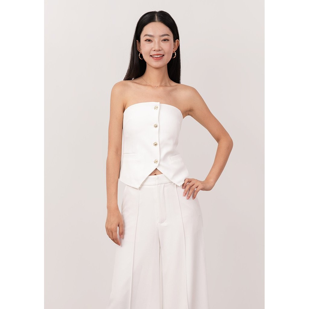 เสื้อกล้ามติดกระดุม Hustler สีขาว