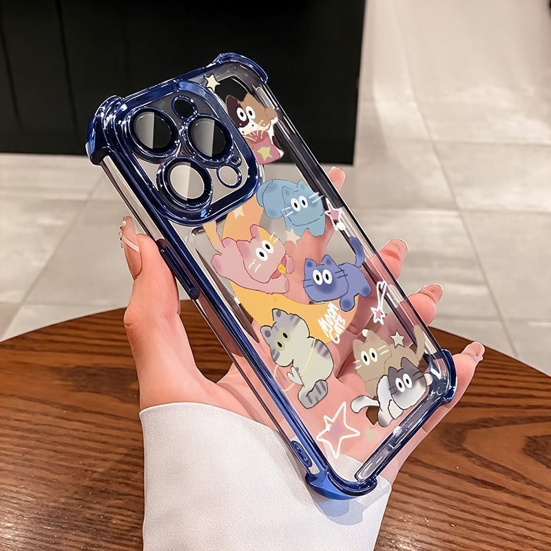ชัดเจน เคส สำหรับ OPPO Reno 16F 16 15F 15 14F 13F 12F 11F 14 12 13 11 F 10 8T 7Z 8Z 8 7 ค้นหาX8 Proหรูหราพรีเมี่ยมแมวน่ารักโปร่งใสชุบกันกระแทกกรณีโทรศัพท์นุ่ม