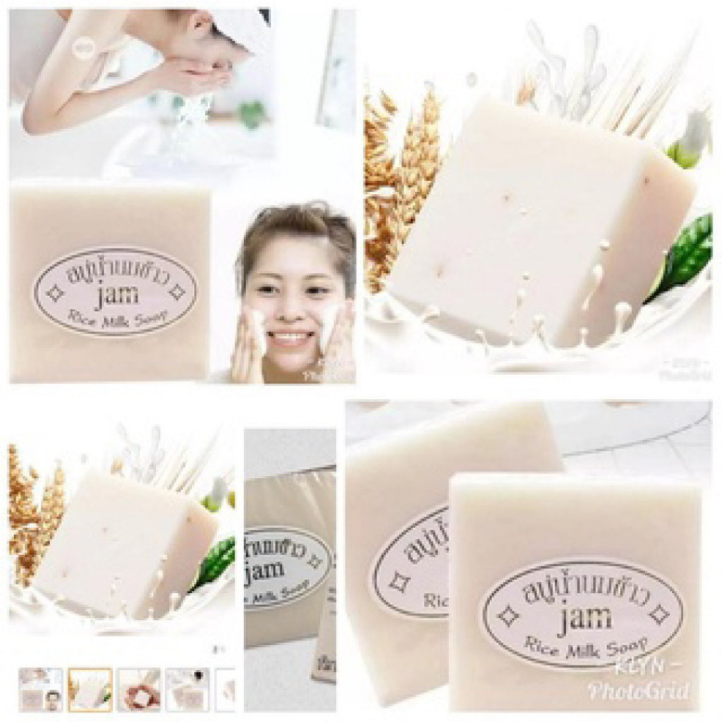JAM สบู่กลูต้า คอลลาเจน สบู่น้ำนมข้าว 100% 65g 12 ชิ้น มีให้เลือก 4 กลิ่น น้ำนม ชาเขียว มังคุด และทับทิม