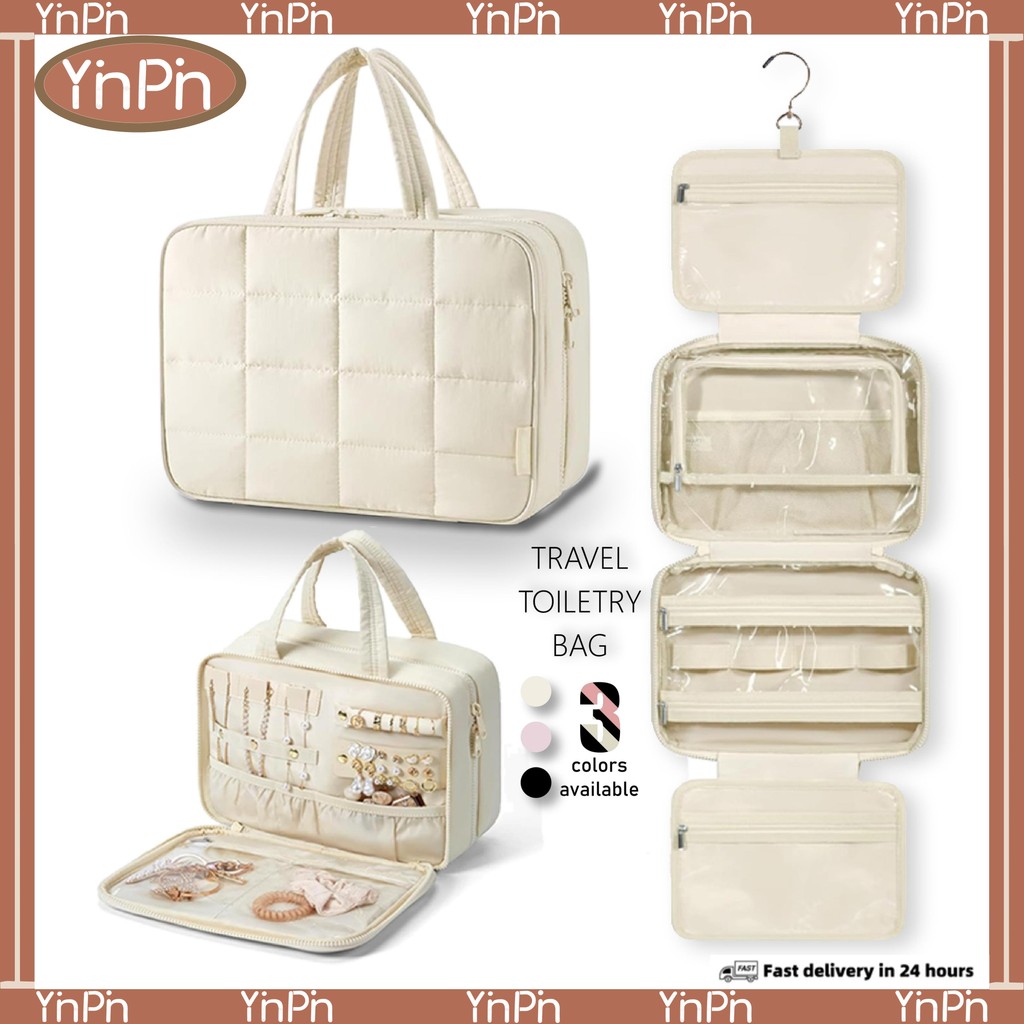 YINPIN กระเป๋าแต่งหน้ากันน้ําแบบพกพาความจุขนาดใหญ่ ชิ้น กันเหงื่อ พกไปเที่ยว ซิปแน่นปิดมิดชิด