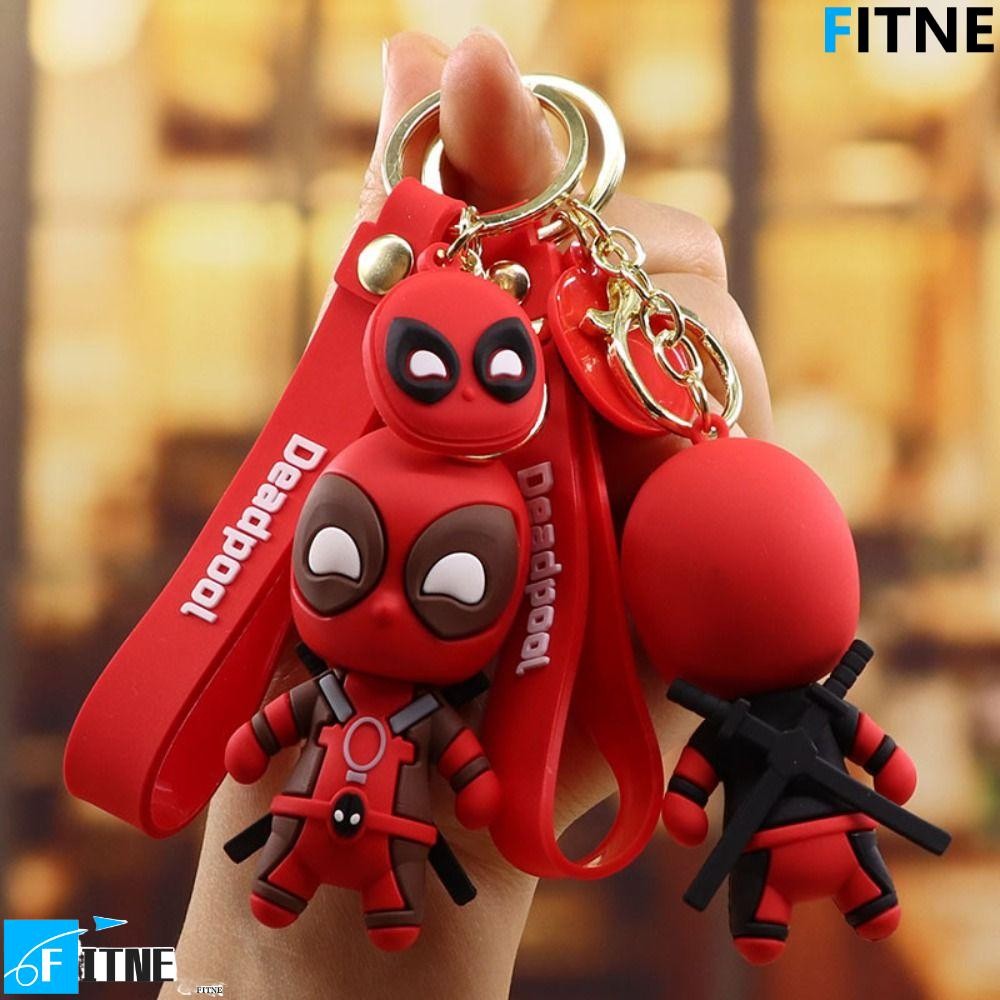 FITNE Deadpool พวงกุญแจน่ารัก, รุ่น Q ตัวเลขการกระทํา Marvel พวงกุญแจ, กระเป๋าอุปกรณ์เสริม Keyholder