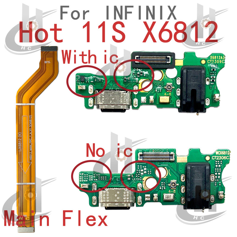 สําหรับ Infinix Hot 11S X6812 Charger USB Connector Dock ชาร์จพอร์ตแจ็คบอร์ด Flex หลักเมนบอร์ดการเชื่อมต่อ Flex เปลี่ยนชิ้นส่วน