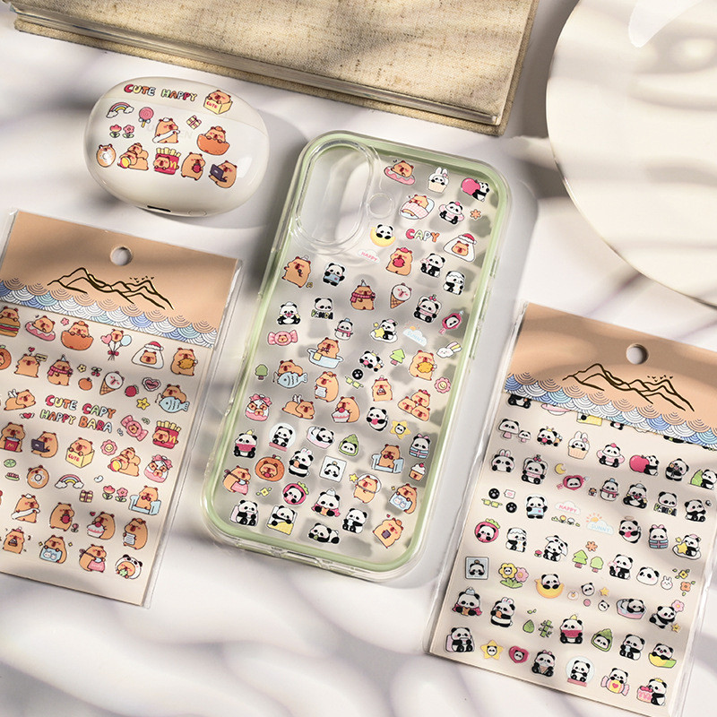 น่ารัก Capybara & Panda Series PET สติ๊กเกอร์ติดเล็บ Journal Deco DIY สติ๊กเกอร์