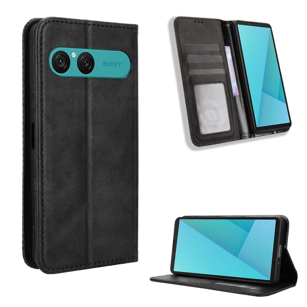 ปลอกสําหรับ Sony Xperia 10 VII Mark 7 Vintage Flip Cover Magnetic Wallet Case PU Leather Cases Card 