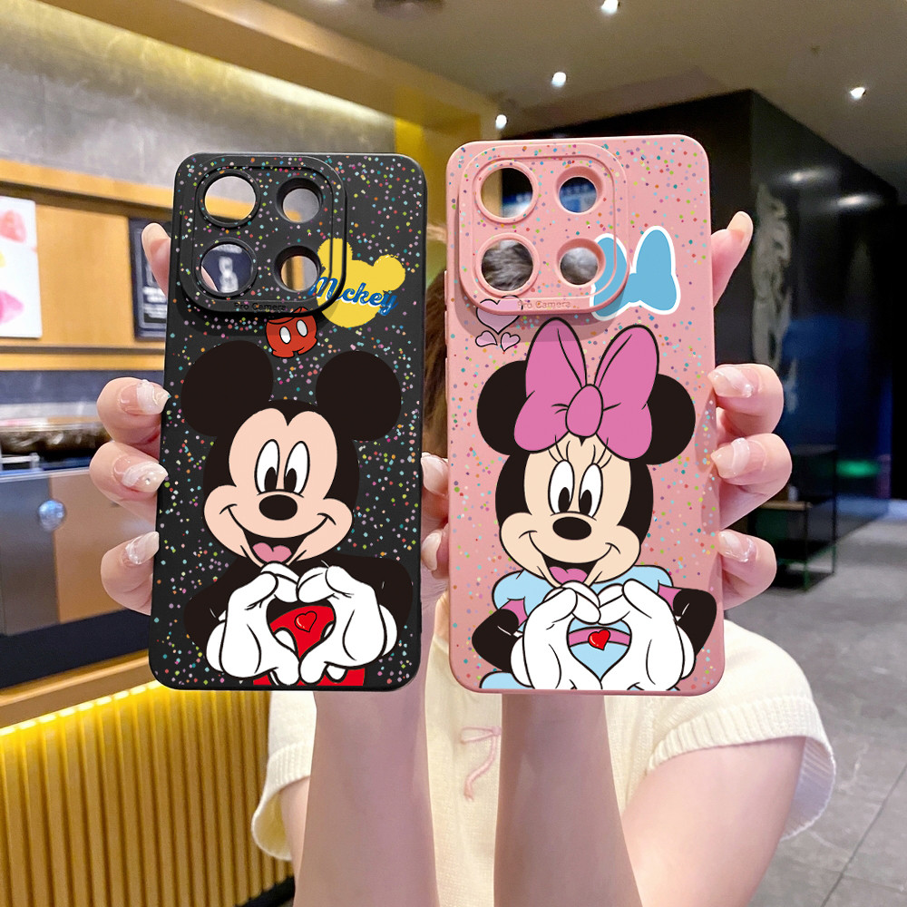 เข้ากันได้กับ Xiaomi Redmi Note 10 Pro 4G 9A 9C 9S Mickey Minnie Love Heart Sign Case TY Cover