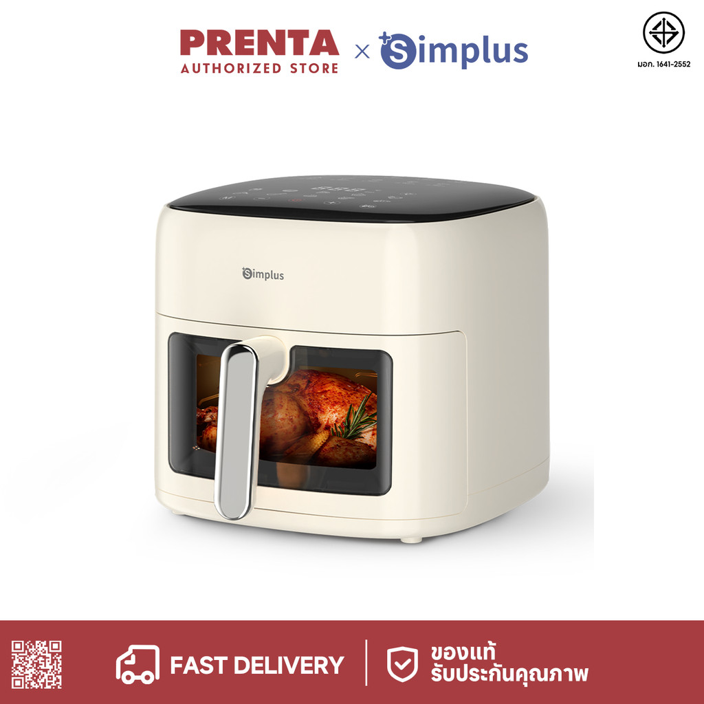 Prenta หม้อทอดไร้น้ำมัน 6.5L ความจุขนาดใหญ่ 1500W หน้าต่างกระจกใส 10 เมนูที่ตั้งไว้ล่วงหน้าสำหรับใช้ในบ้าน KQZG018