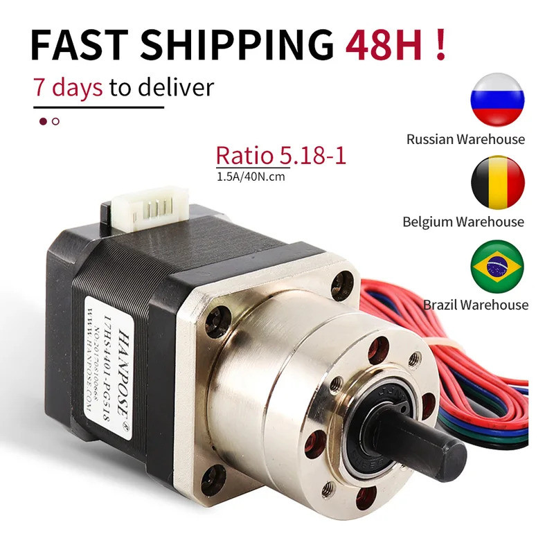 Stepper Motor 42 มอเตอร์ Extruder เกียร์ Nema17 Stepper มอเตอร์ 17HS4401S-PG อัตราส่วน 5.18:1 เกียร์