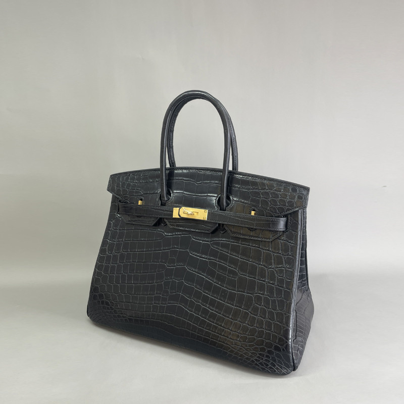 Nile Crocodile Belly Matte Platinum Bag สไตล์ยุโรปและสหรัฐอเมริกา กระเป๋าแฟชั่นใหม่ ขนาด 35