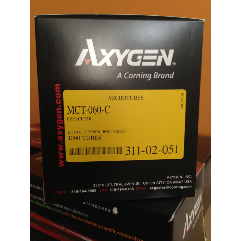 Axygen Axygen (Thin Wall) หลอด MCT-060-C 0.6ml/0.5ML หลอดหมุนเหวี่ยงไม่มีสี 1,000