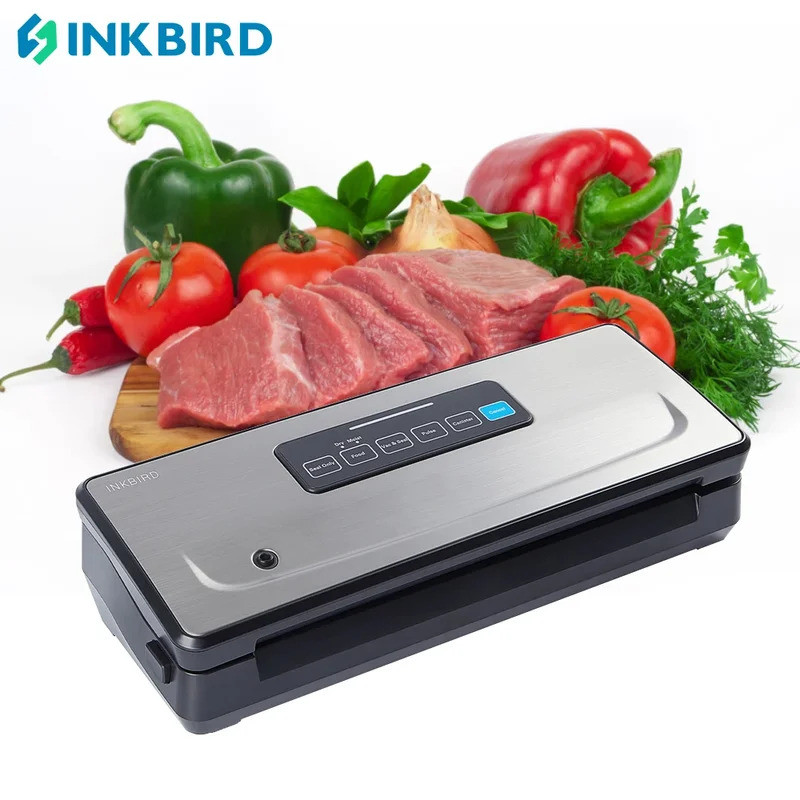 INKBIRD INK-VS02 เครื่องซีลสูญญากาศ 220V/110V แห้ง/Moist/Pulse/Canister 4 โหมดการปิดผนึกเครื่องตัดใน