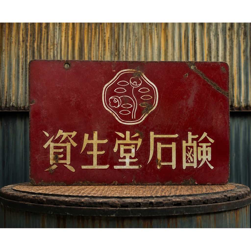 [Direct from Japan] Rare Vintage SHISEIDO Double-Sided Enamel Sign Soap Pearl Toothpaste Japan