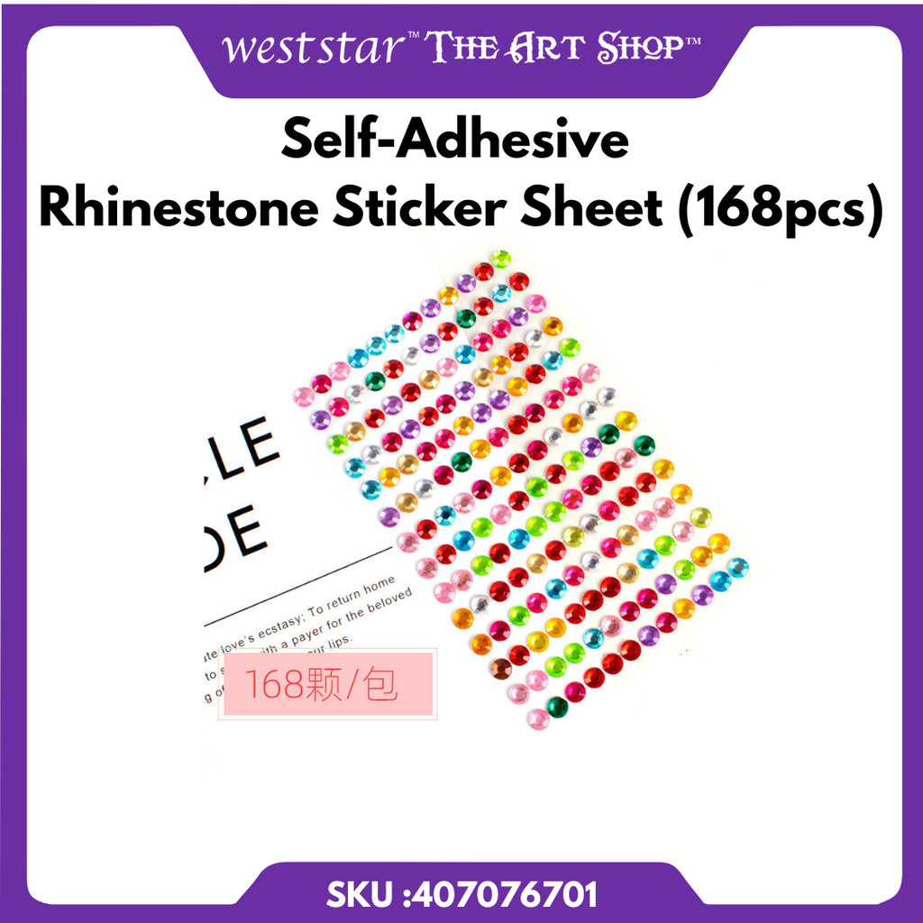 [WE-ARTS] แผ่นสติ๊กเกอร์ Rhinestone แบบมีกาวในตัว (168 ชิ้น)