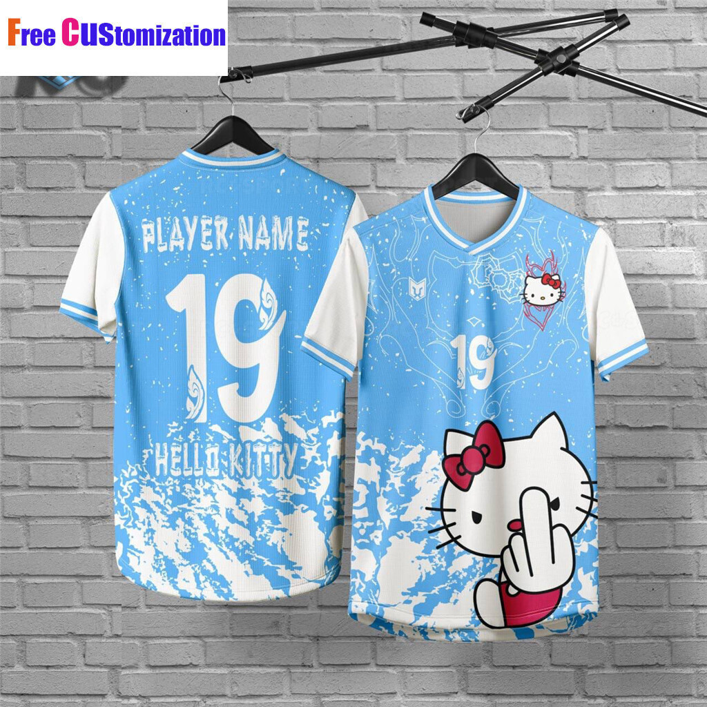 Custom NameMalaysia ใหม่ Hello Kitty Design Jersey ฟรี Custom Baju Jersey Lelaki Unisex 3D Sublimat 