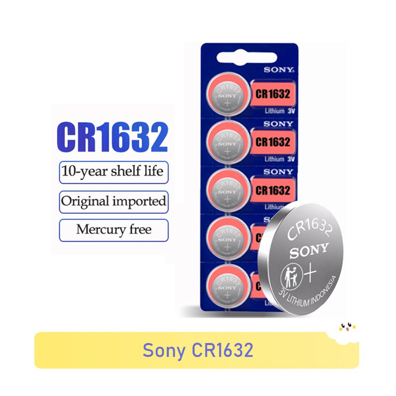 Sony CR1632 CR 1632 3V 120mah แบตเตอรี่ลิเธียม LM1632 BR1632 ECR1632 สําหรับนาฬิกากุญแจรถรีโมทคอนโทร