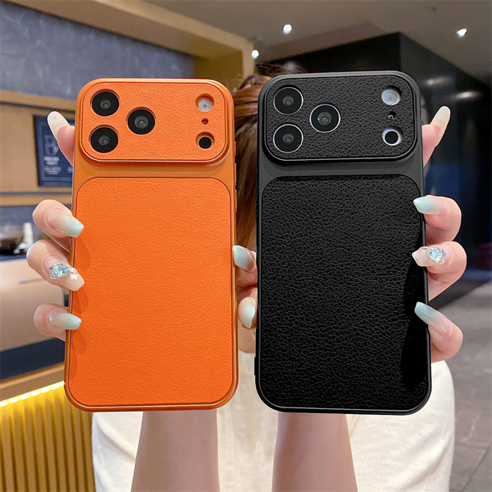 Lychee Leather เคส For iPhone 16 Pro Max 13 18 17 14 15 12 11 16promax 17promax 13promax การปกป้องกล้องเคสโทรศัพท์มือถือ