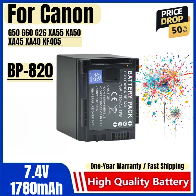 BP-820 แบตเตอรี่ 7.4V 1780mAh แบตเตอรี่และเครื่องชาร์จสําหรับ Canon G50 G60 G26 XA55 XA50 XA45 XA40 