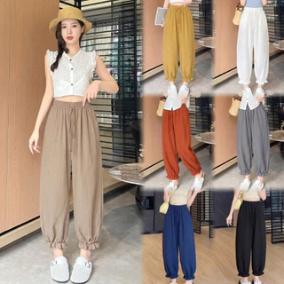 DTXmarket No.GY026 กางเกงจินนี่ กางเกงบอลลูนทรงสวย ผ้าดีใส่สบาย ผ้าลินิน กางเกงแฟชั่น