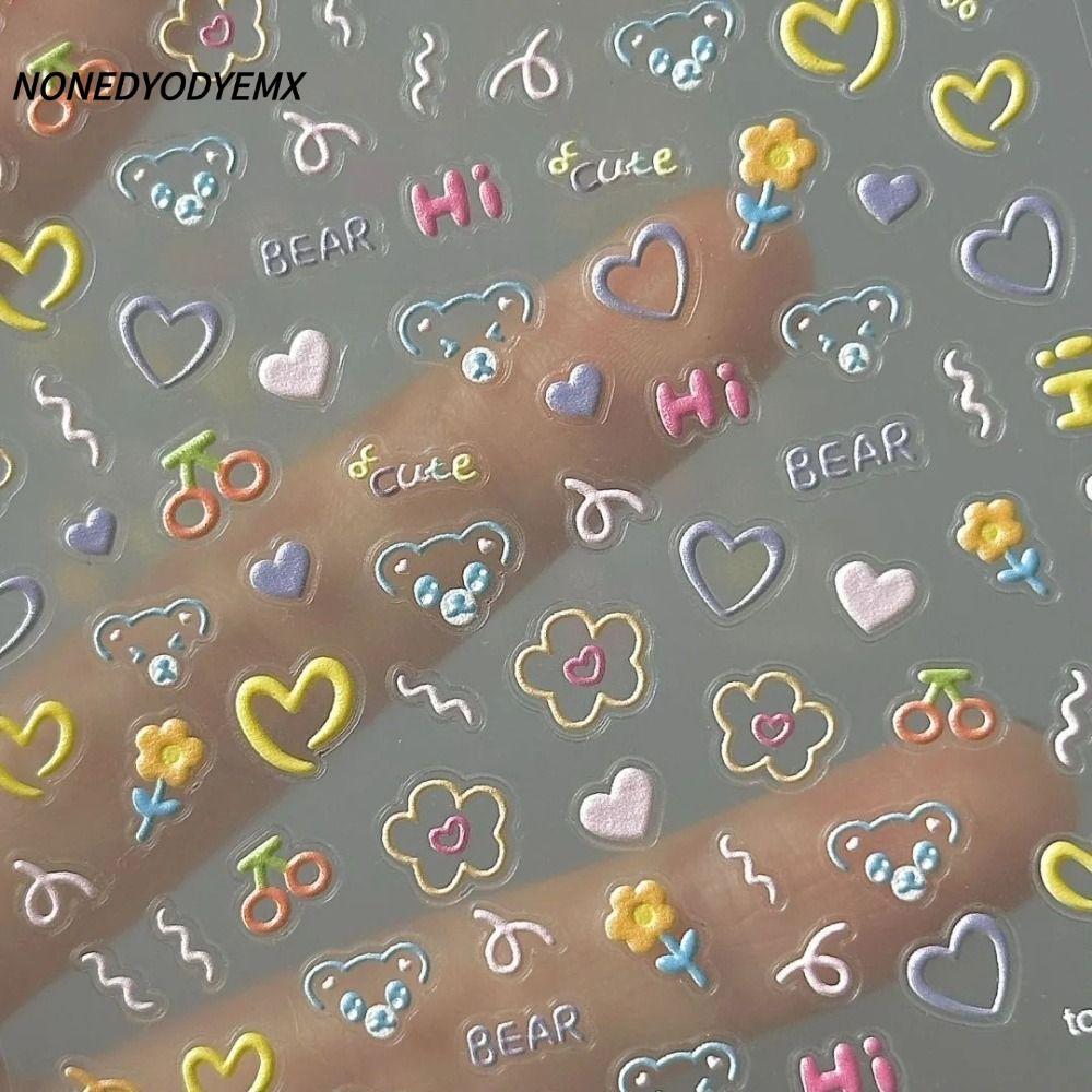 NONDYOMX สติ๊กเกอร์ติดถ้วย,การ์ตูนน่ารักสติ๊กเกอร์ติดเล็บ,มัลติฟังก์ชั่นกาวตนเองตกแต่งเล็บสติ๊กเกอร์แต่งเล็บ