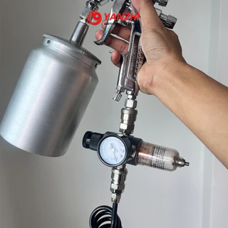 Yanzhi ตัวดักน้ำปรับแรงดันลม 1/4" พร้อมเกจวัดแรงดัน กรองน้ำ กรองฝุ่น สำหรับปั๊มลม