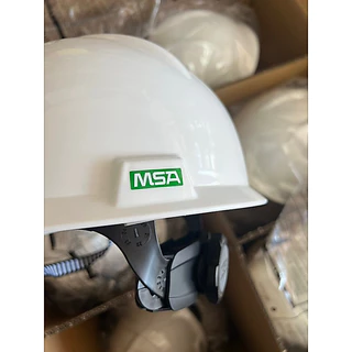 หมวกเซฟตี้ หมวกนิรภัย MSA สีขาว V-GARD ของแท้รองในจับยึด 4 จุด มอก รอง สายรัดค้าง 2 จุด