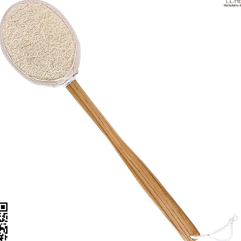 ใยบวบขัดหลังแบบวงรี พร้อมไม้ขัดหลัง แบบมีด้ามจับ (Oval loofah back scrubber with handle)