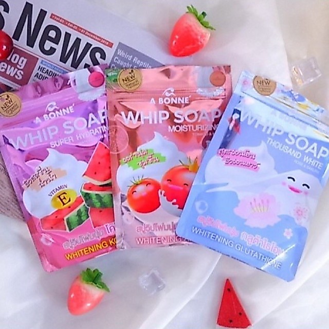 A bonne' Whip Soap สบู่ผิวขาวกระจ่างใสพร้อมตาข่ายตีฟอง 2 ชั้น