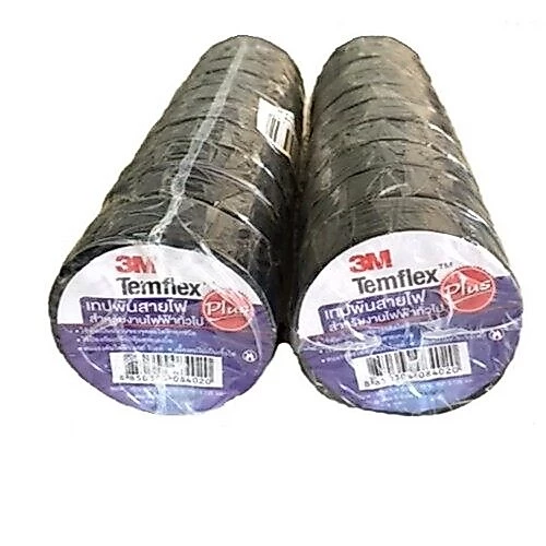 เทปพันสายไฟ 3M Temflex 150 (แทนตัวเดิม Temflex Plus ฉลากสีน้ำเงิน) สีดำ 1 แพ็ค 10 ชิ้น
