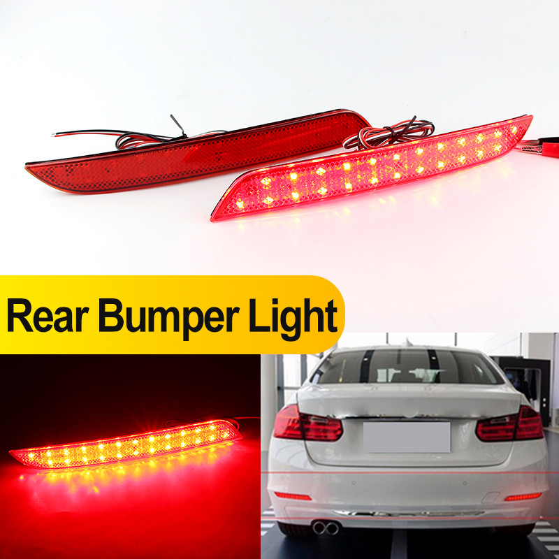 2PCS LED สีแดงกันชนด้านหลังสําหรับ BMW 3-Series F30 F31 F32 F33 328i 320i 335i xDrive 12-15 428i 435