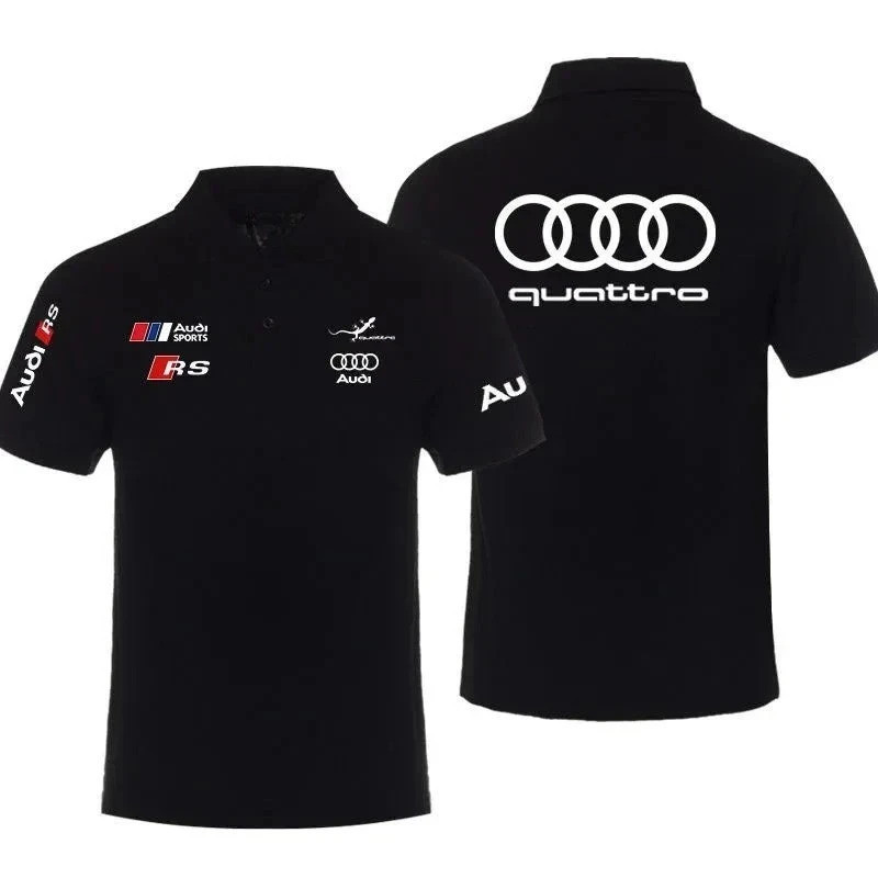 เสื้อโปโล Audi RS Quattro Logo สไตล์มอเตอร์สปอร์ต คอตตอน 100% ยูนิเซ็กซ์ ขนาด S-3XL
