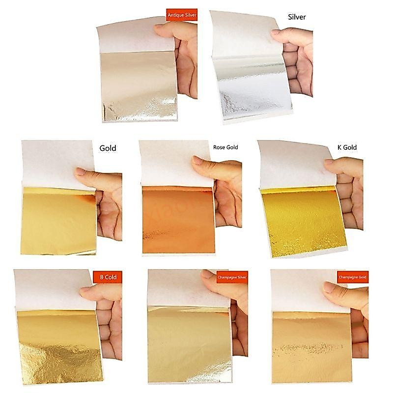 Xhl 100 ชิ้น Gold Leaf แผ่น DIY เลียนแบบฟอยล์กระดาษเรซิ่นเครื่องประดับทํา Gilding Art