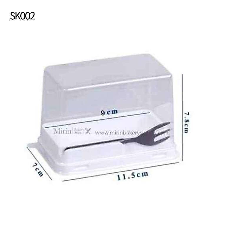 กล่องเค้ก ฐานขาว โรลเล็ก ฝาสูง พร้อมส้อม SX002 แพ๊ค 50 ชุด