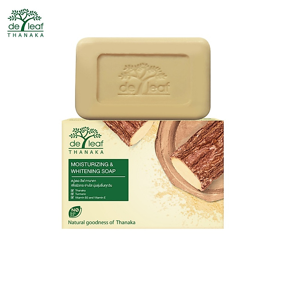 สบู่เดอ ลีฟ ทานาคา มอยส์เจอร์ไรซิ่งแอนด์ไวท์เทนนิ่ง 100กรัม Thanaka Moisturizing & Whitening Soap