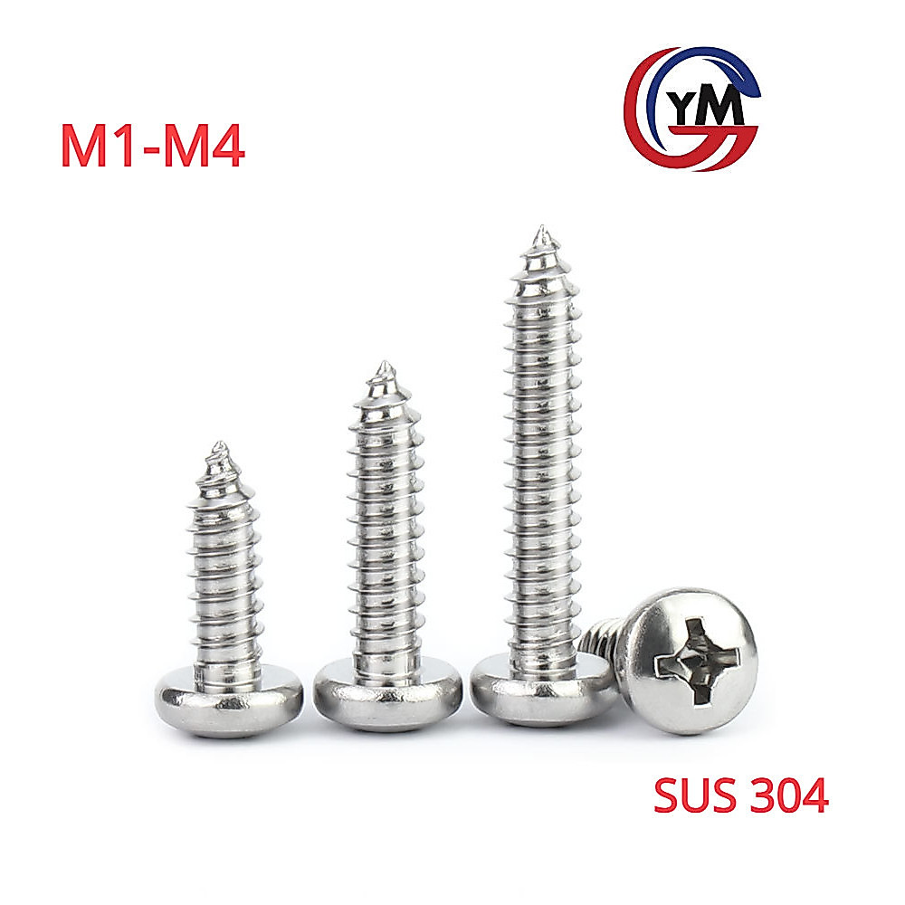 [ Ymh1] สกรูเกลียวปล่อย หัวp+ สกรู เกลียวปล่อย สแตนเลส 304 หัวกลม หัวแพน แฉก P+ ปลายแหลม น็อต Pan Head Phillip Tapping Screw M1-M4