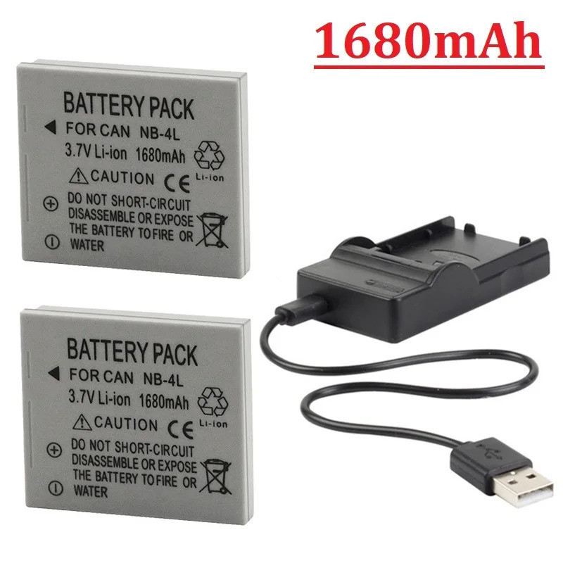 1680mah NB-4L NB 4L แบตเตอรี่กล้องพร้อมเครื่องชาร์จสําหรับ Canon IXUS 30 40 50 55 60 65 90 100 I5 I7