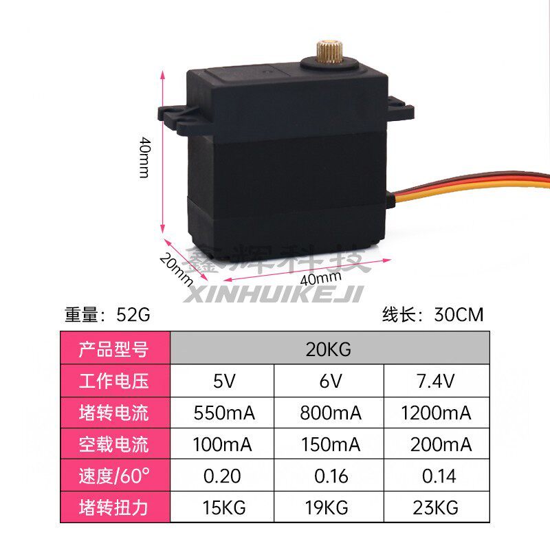 XINHUI XINHUI MG995 MG996R All-Metal มาตรฐานพวงมาลัยเกียร์ 180 องศาหุ่นยนต์ดิจิตอล 20KG พวงมาลัยเกีย