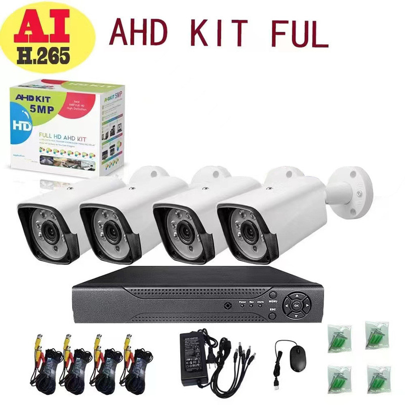 AHD Coaxial 4K ชุดกล้องเฝ้าระวัง HD 4ch/8ch ระบบเฝ้าระวังกล้องวงจรปิดกันน้ํากลางแจ้ง