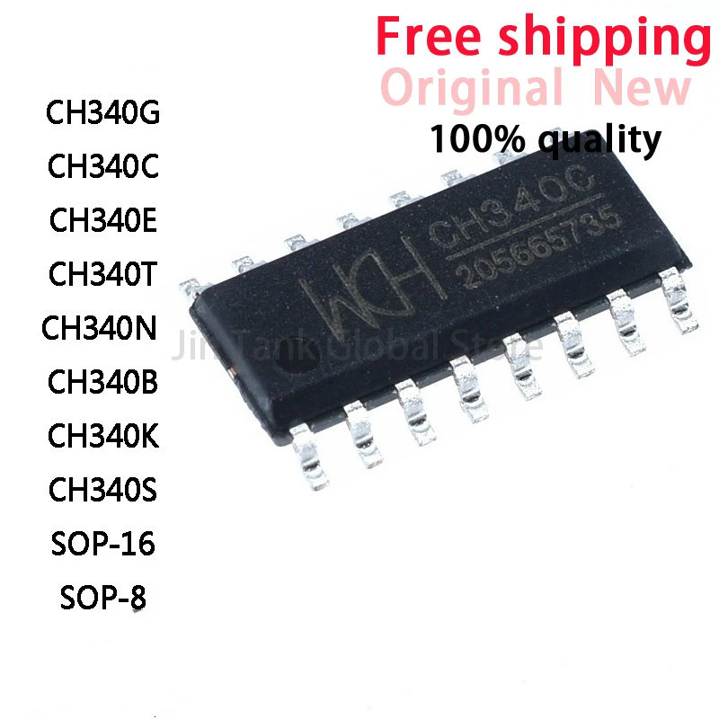 5 ชิ้น CH340G CH340C CH340E CH340T CH340N CH340B CH340K CH340S CH340 SOP-16-8 ชิป IC USB ถึง Serial 