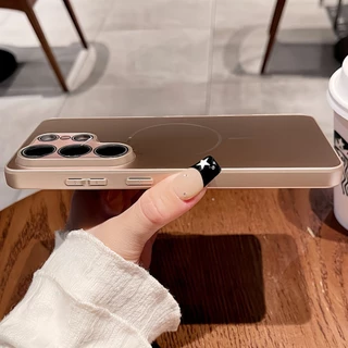 Gloss Frosted แผงด้านหลังแม่เหล็กกล้องสําหรับ Samsung Galaxy S26 Ultra S25 PLUS S24 กรณี Enclosed Anti-fall กันกระแทกปกหลัง