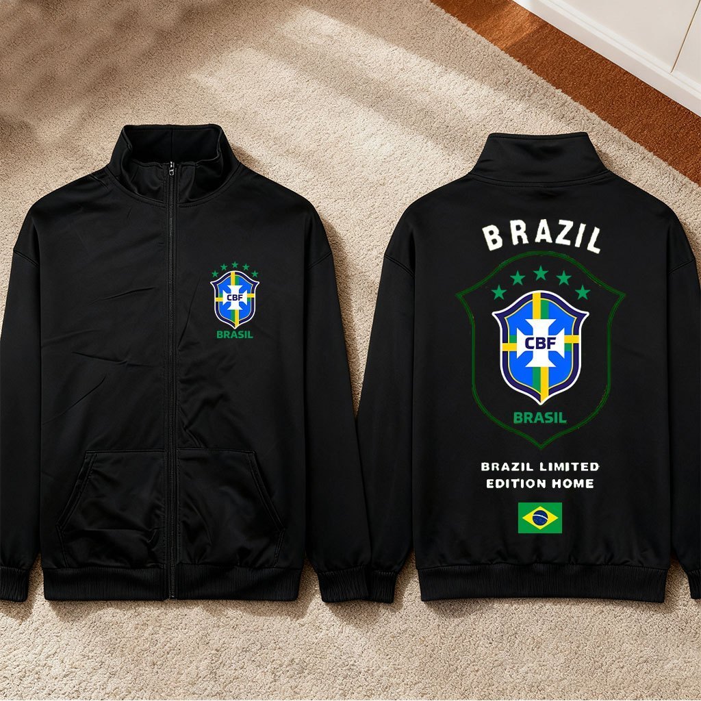codHoodie บราซิลทีม 2026 ฟุตบอลโลกห้าดาวบราซิลแฟนฟุตบอลเครื่องแบบแขนยาวซิป Hoodie สำหรับผู้ชายและผู้หญิงM-3xl